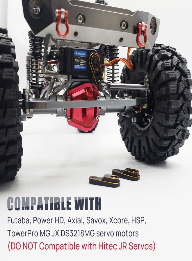 HOPLEX Aluminum Servo Horn 25T Steering Arm Upgrades for Standard Servo Motors Compatible with Traxxas TRX4 Axial SCX10 Tamiya 1/10 RC Crawler Truck(Black Gold) - Image 5